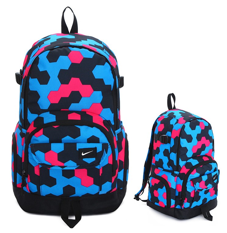 Classic Nike Diamond-Ball Print Backpack Blue Red Black